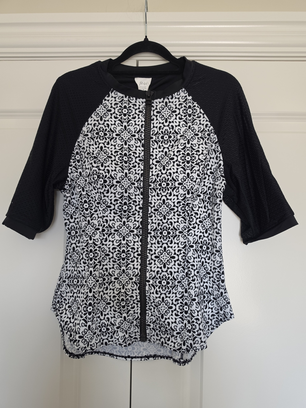 FIT 4 U ZIP FRONT RASH GUARD SWIM TOP UPF 50+ SIZE 12
